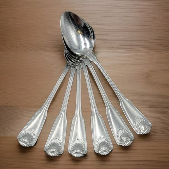 Towle London Shell Tablespoon KOREA Stainless 18/8 Flatware Set Of 6 Vtg - Picture 2 of 7